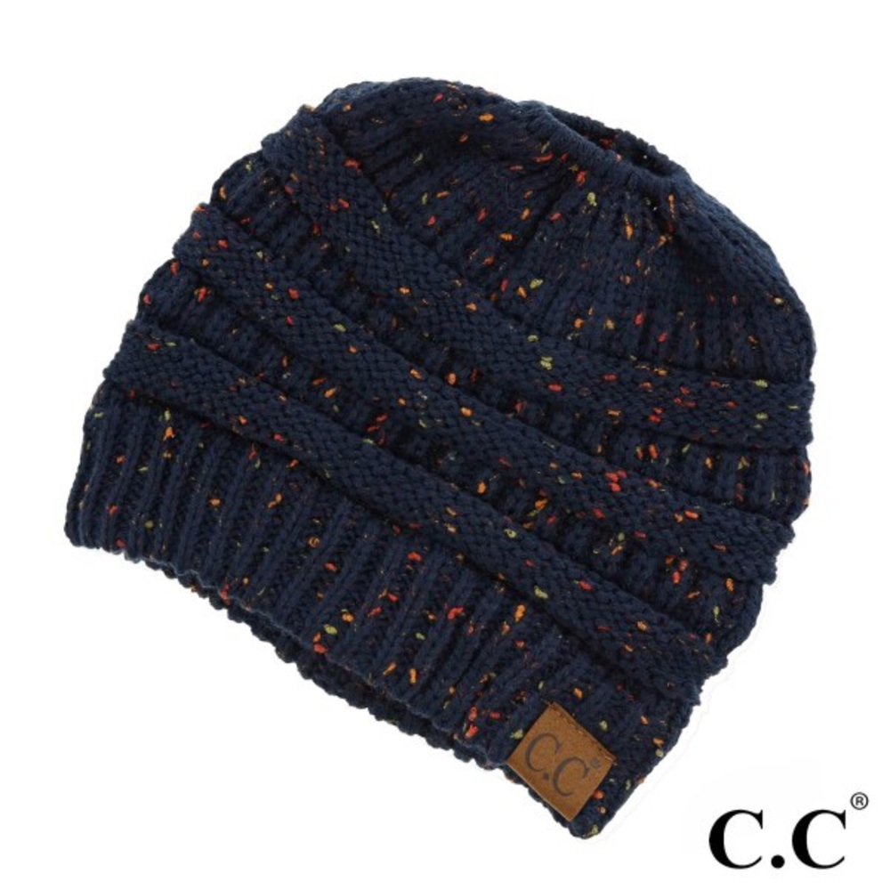 NEW CC Beanie for Ponytail or Messy Bun- Navy